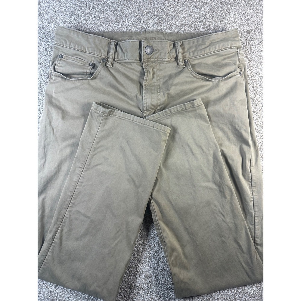 American Eagle Next Level Flex Slim Straight Khaki Pants Olive 34x32